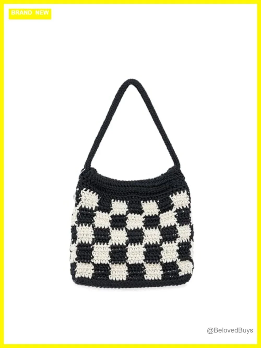 Hand-crocheted Mini Hobo Bag with Recycled Lining, Magnetic Closure